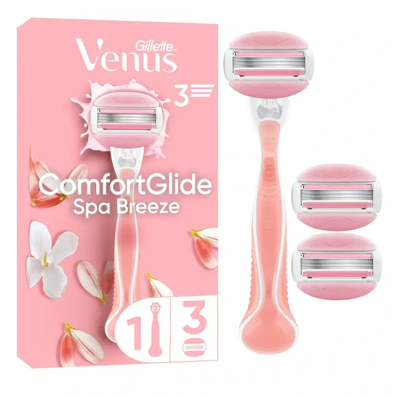 Gillette Venus Comfortglide Spa Breeze Women's Hair Removal Razor, 1 Handle + 3 Refills