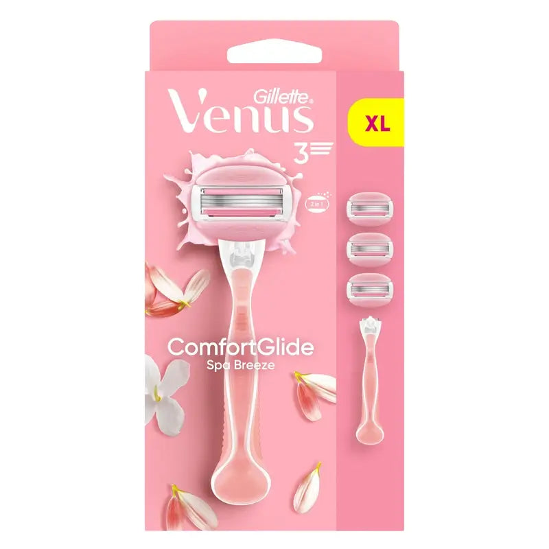Gillette Venus Comfortglide Spa Breeze Women's Hair Removal Razor, 1 Handle + 3 Refills