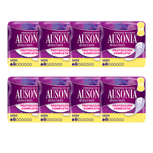Ausonia Pack Discreet Women's Urine Loss Pads Mini, 8 x 24 Units