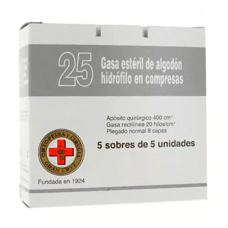 Great Cross Sterile Cotton Gauze 25 units