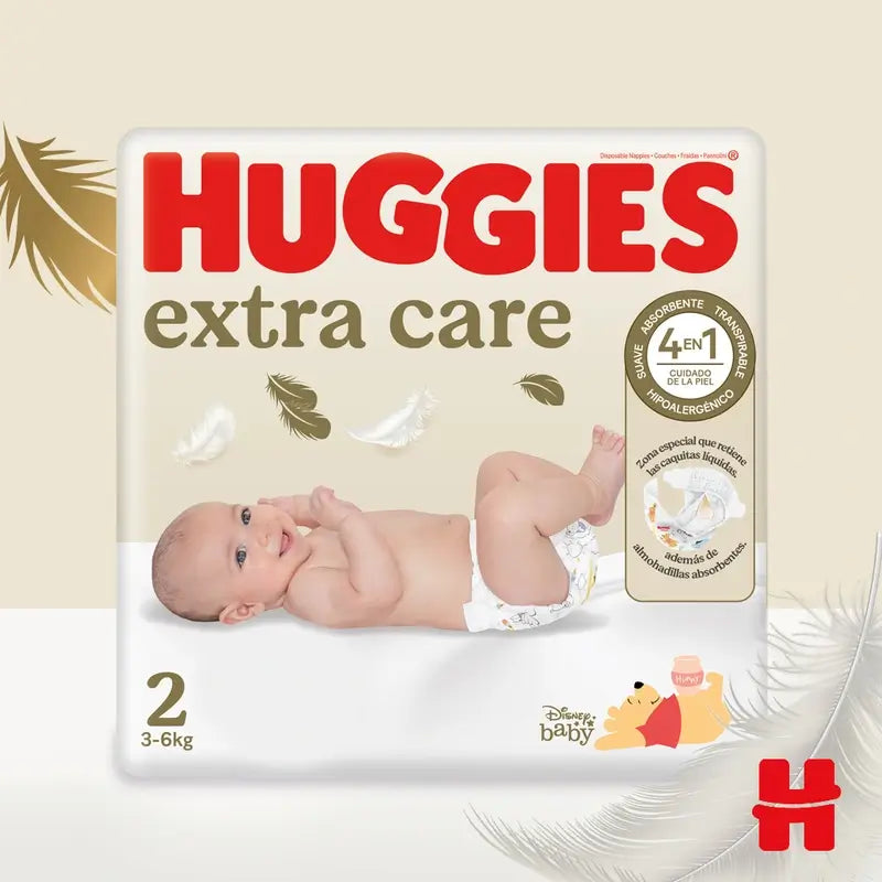 Huggies Extra Care Nappy Size 2 (4-6Kg) , 24 pieces