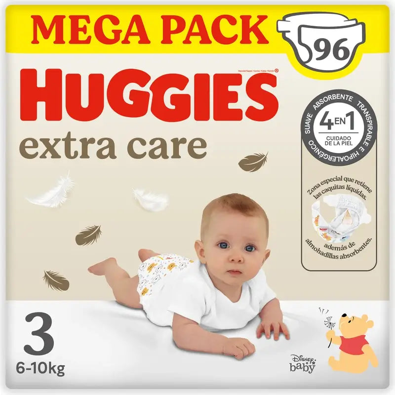 Huggies Extra Care Size 3 (6-10 Kg) Disney Baby Nappy , 96 pieces