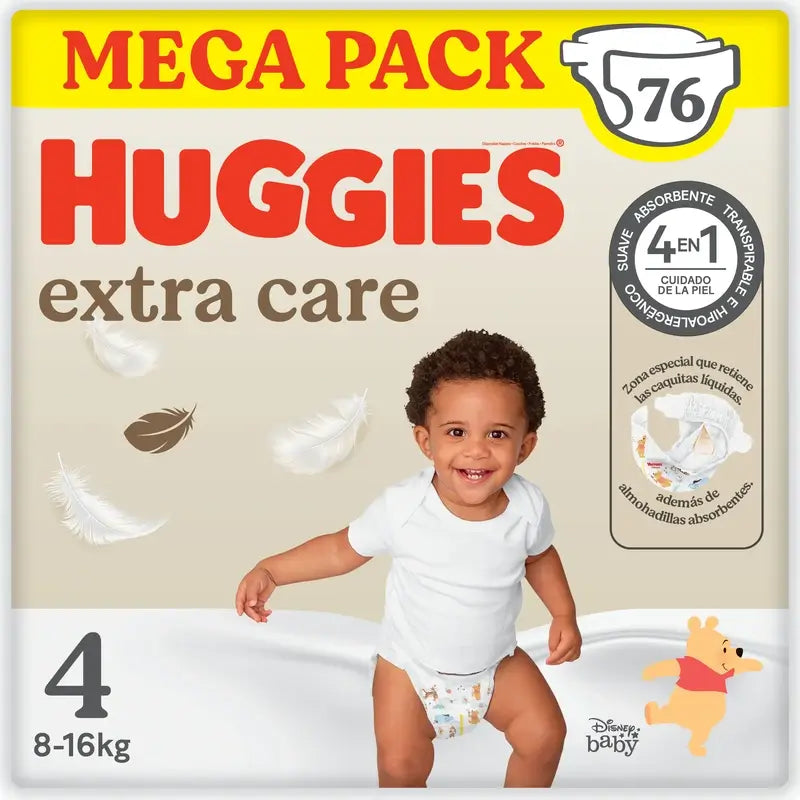 Huggies Extra Care Size 4 (9-14 Kg) Disney Baby Diaper , 76 pcs.