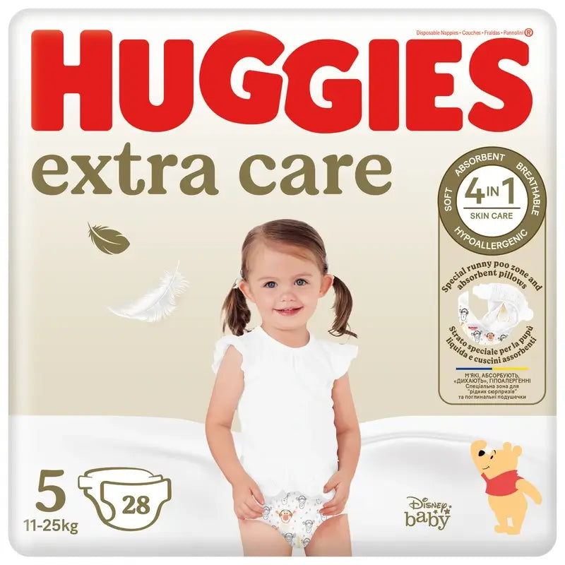 Huggies Extra Care Nappy Size 5 (11-25Kg) , 28 pcs.