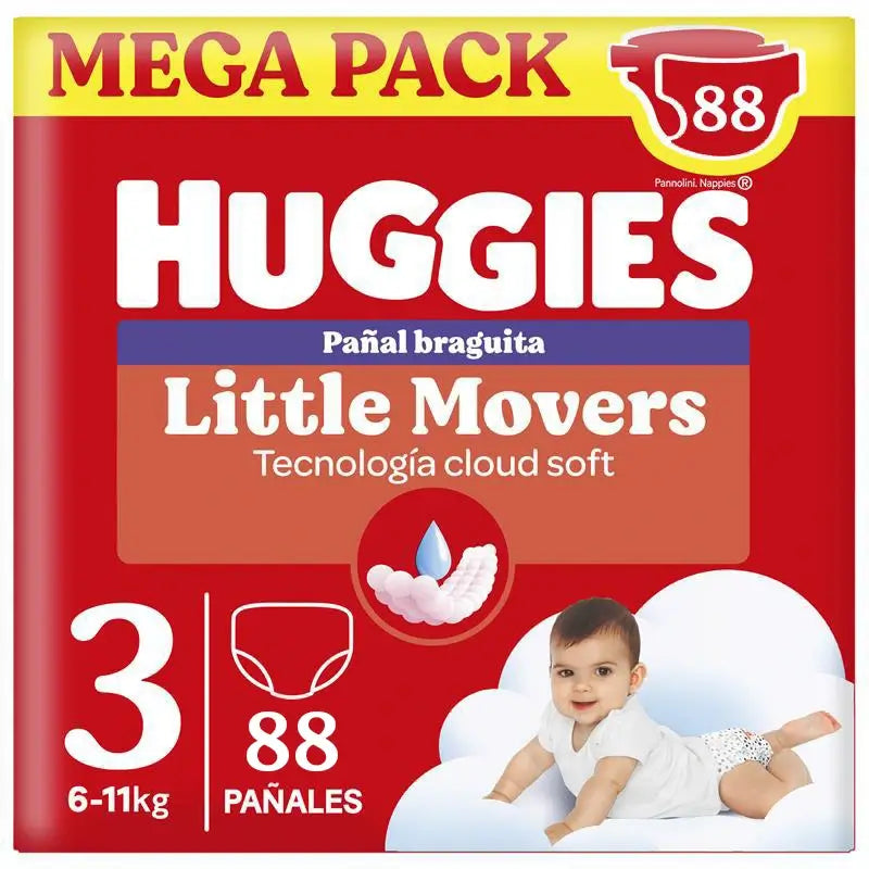 Huggies Little Movers Size 3 (6-11 Kg) Disney Baby Diaper Briefs, 88 pieces