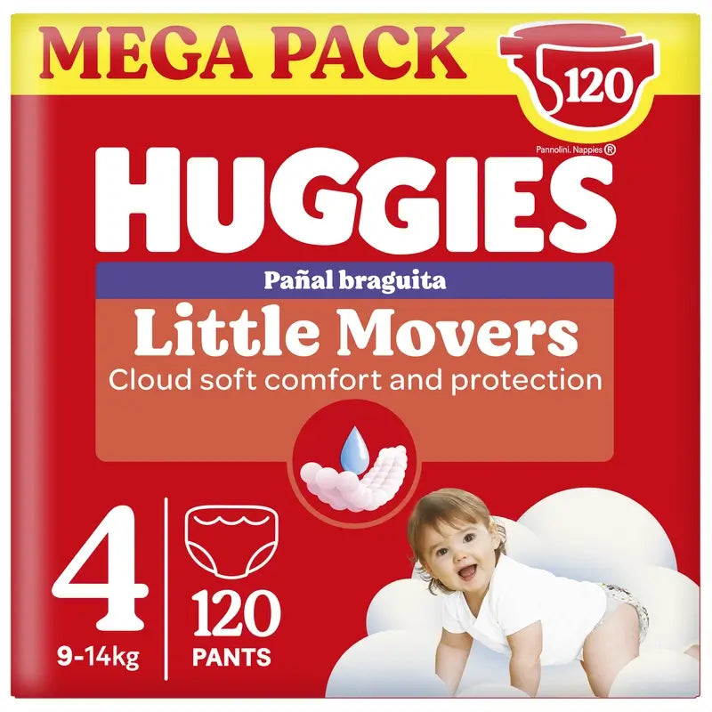 Huggies Little Movers Size 4 (9-14 Kg) Disney Baby Diaper Brief, 120 pcs.