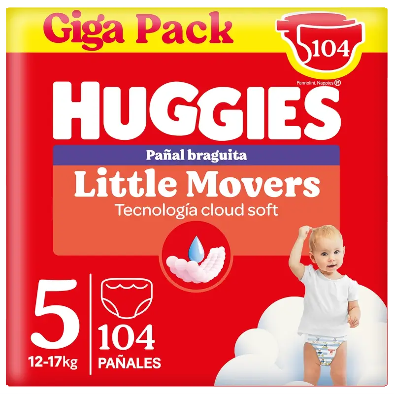 Huggies Little Movers Size 5 (12-17 Kg) Disney Baby Diaper Briefs , 104 pcs.
