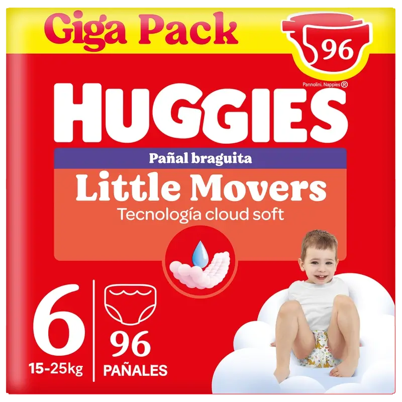 Huggies Little Movers Size 6 (15-25 Kg) Disney Baby Diaper Briefs , 96 pieces