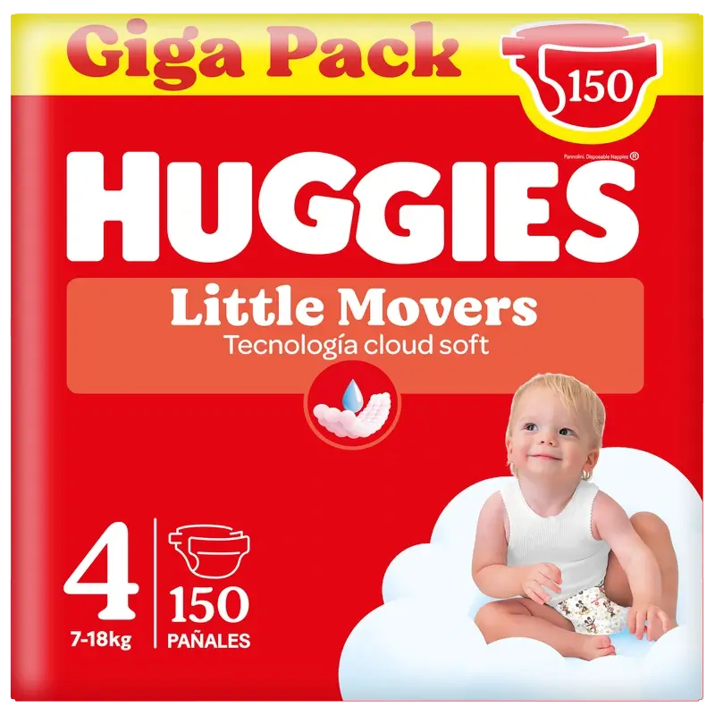 Huggies Little Movers Size 4 (7-18 Kg) Disney Baby Diaper, 150 Pcs.
