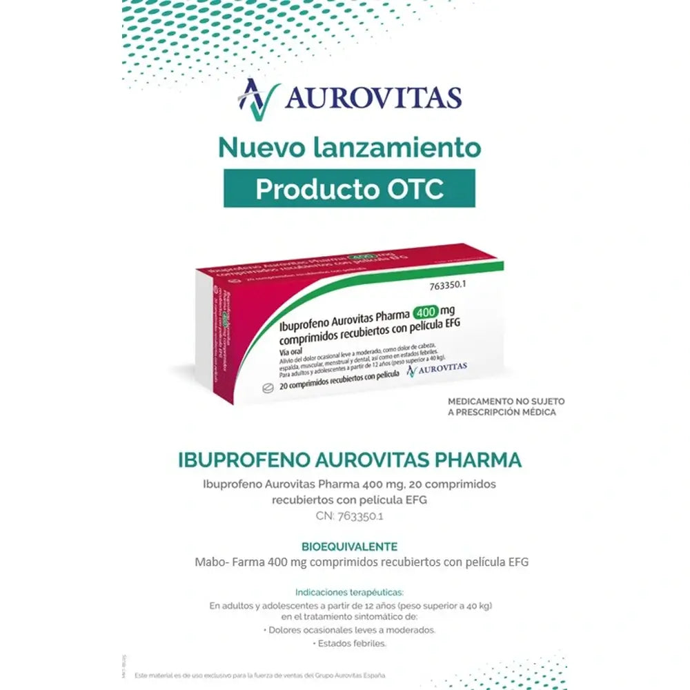Ibuprofen Aurovitas Pharma 400 Mg, 20 film-coated tablets efg