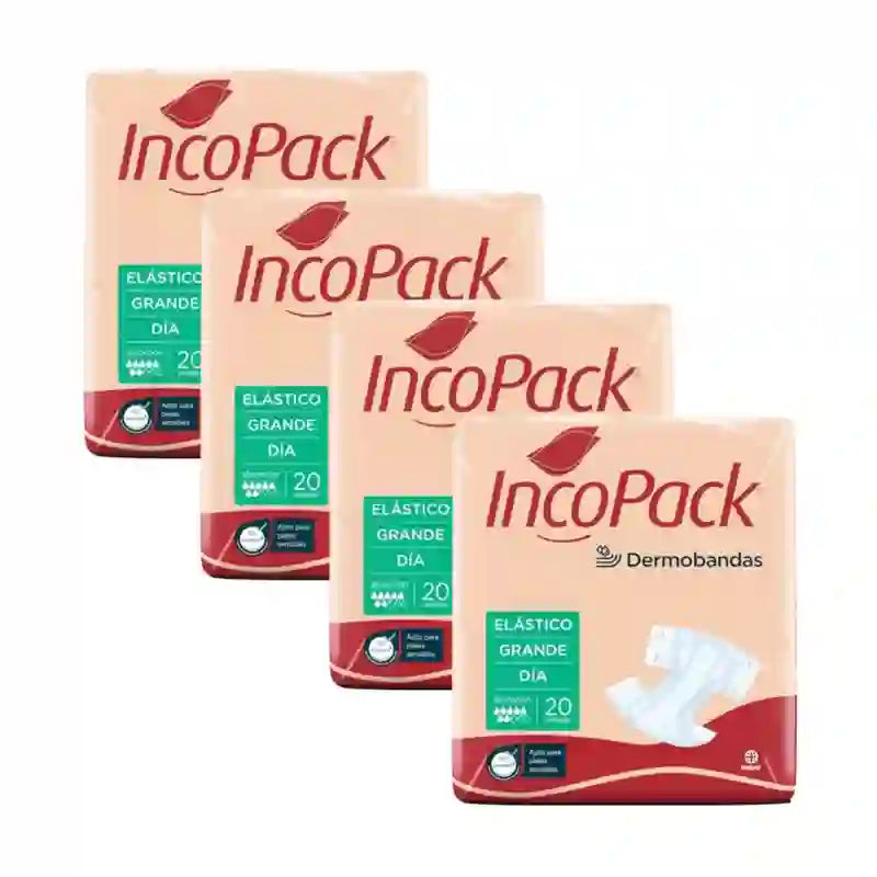 Incopack Anatomical Elastic Day Large Size , Pack 4, 320 Units