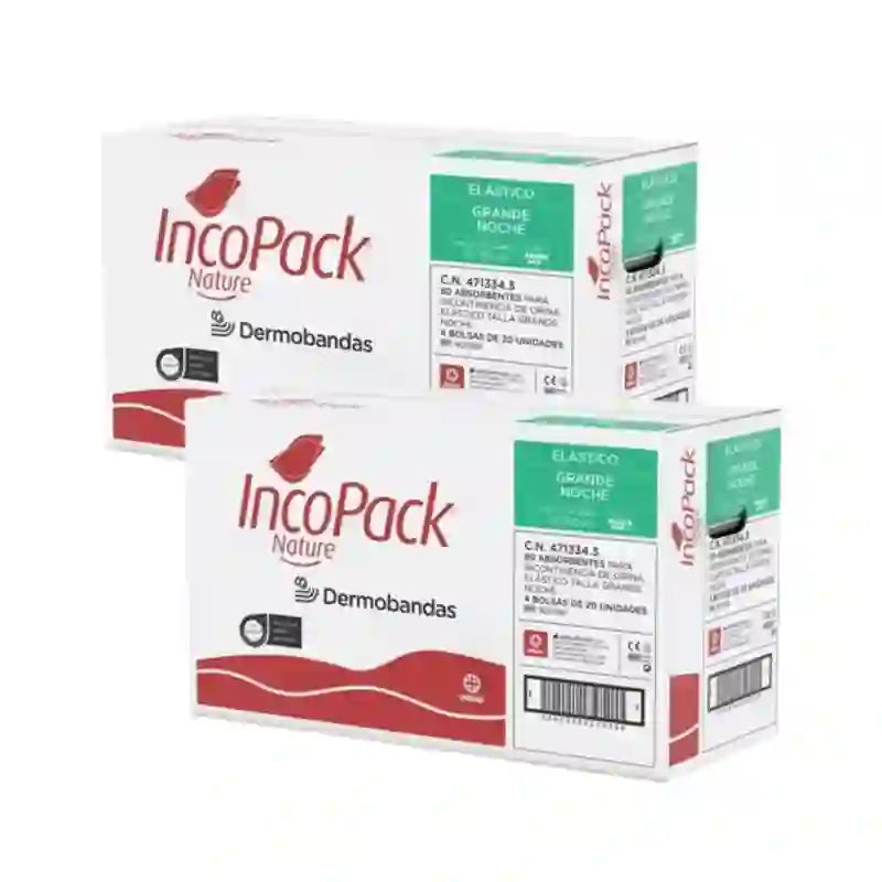 Incopack Nature Absorbent Elastic Absorbent Large Size, Pack 2, 160 Units.