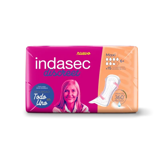 Indasec Discreet Incontinence Pad Maxi , 15 units