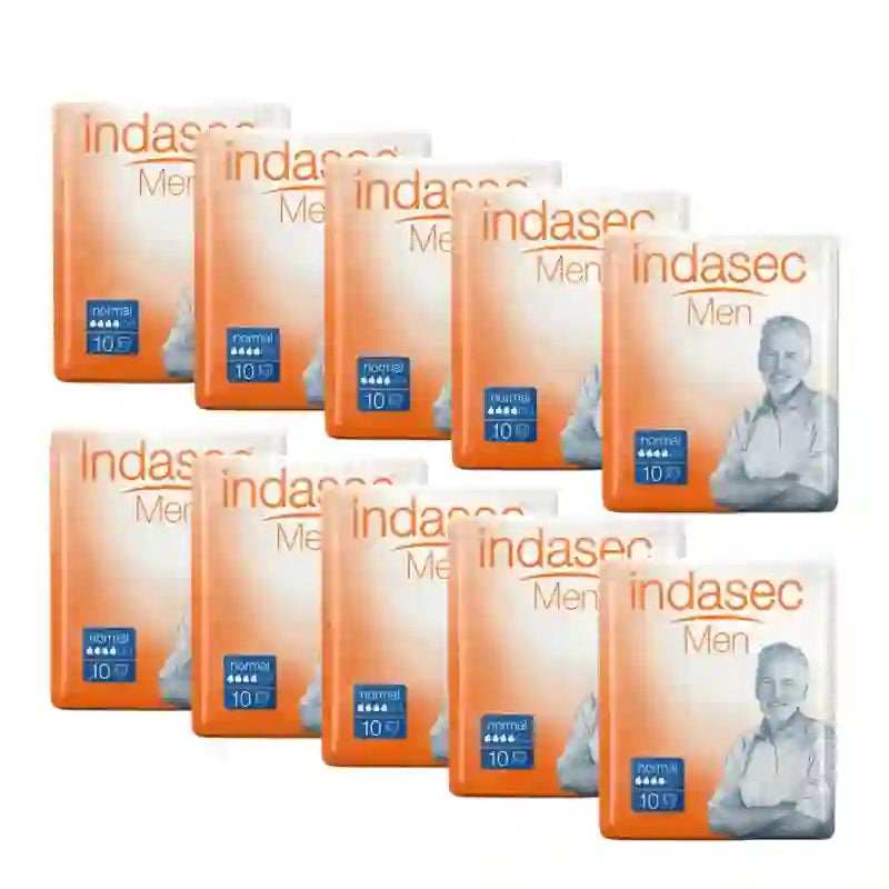 Indasec Men Absorbent Pad Normal Male , 10X10 Units