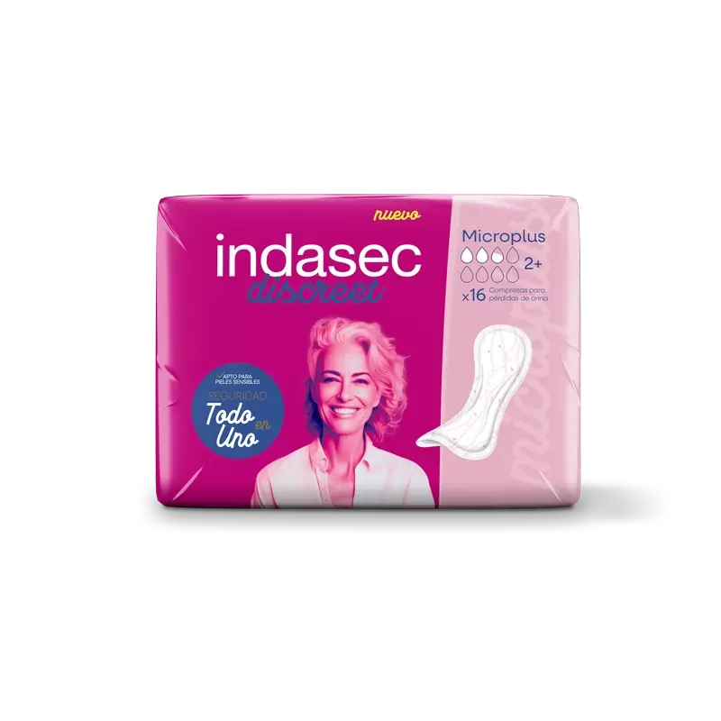 Indasec Discreet Incontinence Pad Micro Plus , 16 units