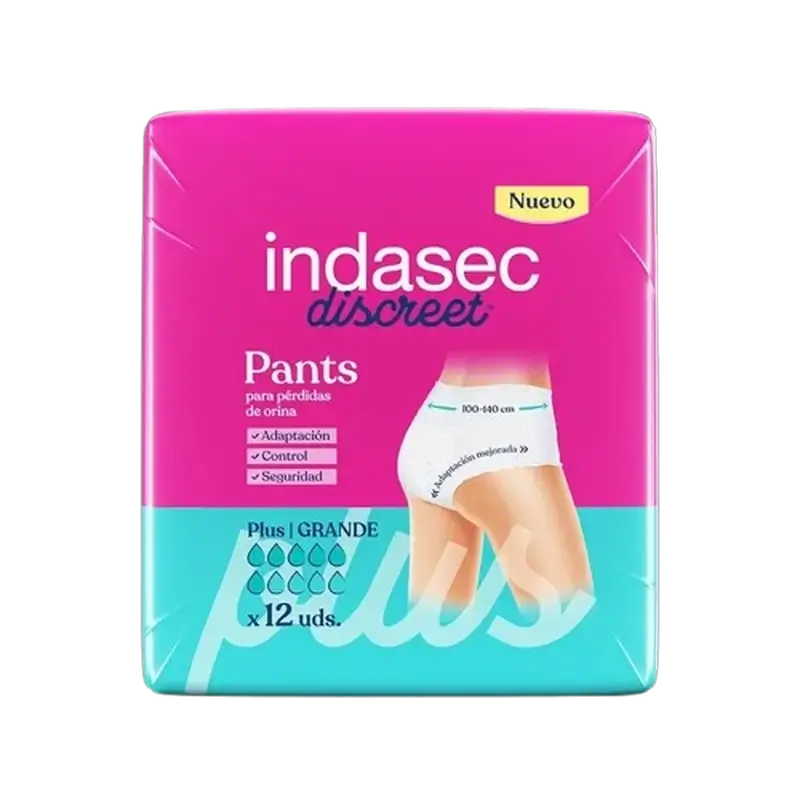 Indasec Discreet Pant Incontinence Panty Plus Large Size , 12 pieces