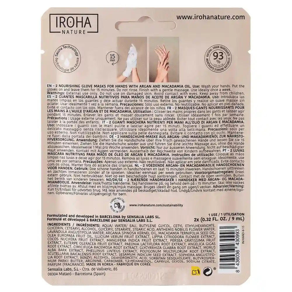 Iroha Nature Body Gloves Nourishing Mask, 20 Ml