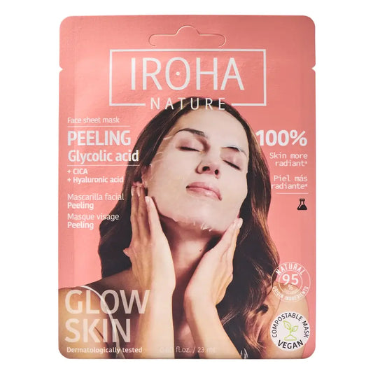 Iroha Nature Facial Peeling Tissue Mask - Glycolic Acid, 23 ml