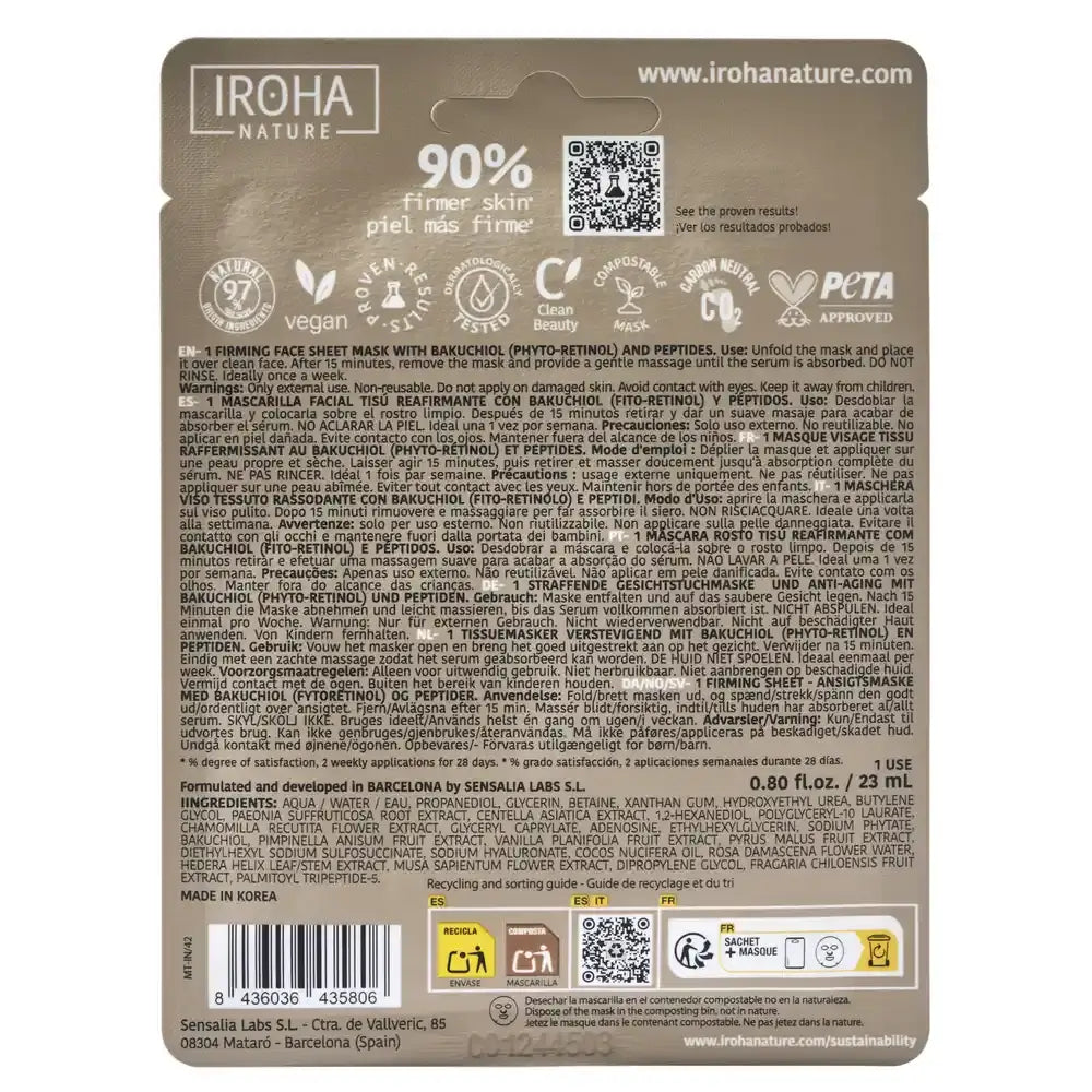 Iroha Nature Firming Facial Tissue Mask - Phyto Retinol, 23 ml