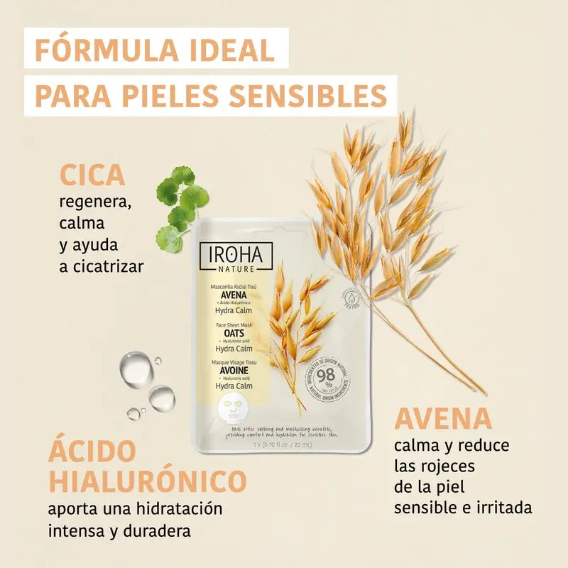 Iroha Nature Natural Extracts Soothing Moisturising Mask With Oatmeal, 20 ml