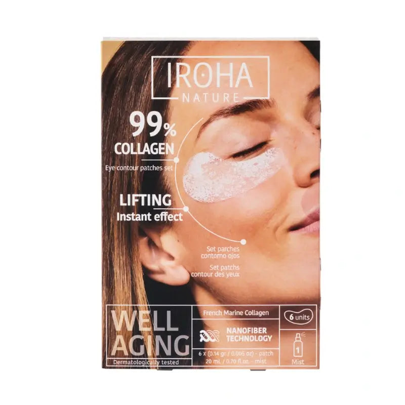 Iroha Nature 99% Collagen Eye Patches 6 Units + Activating Mist 20 Ml