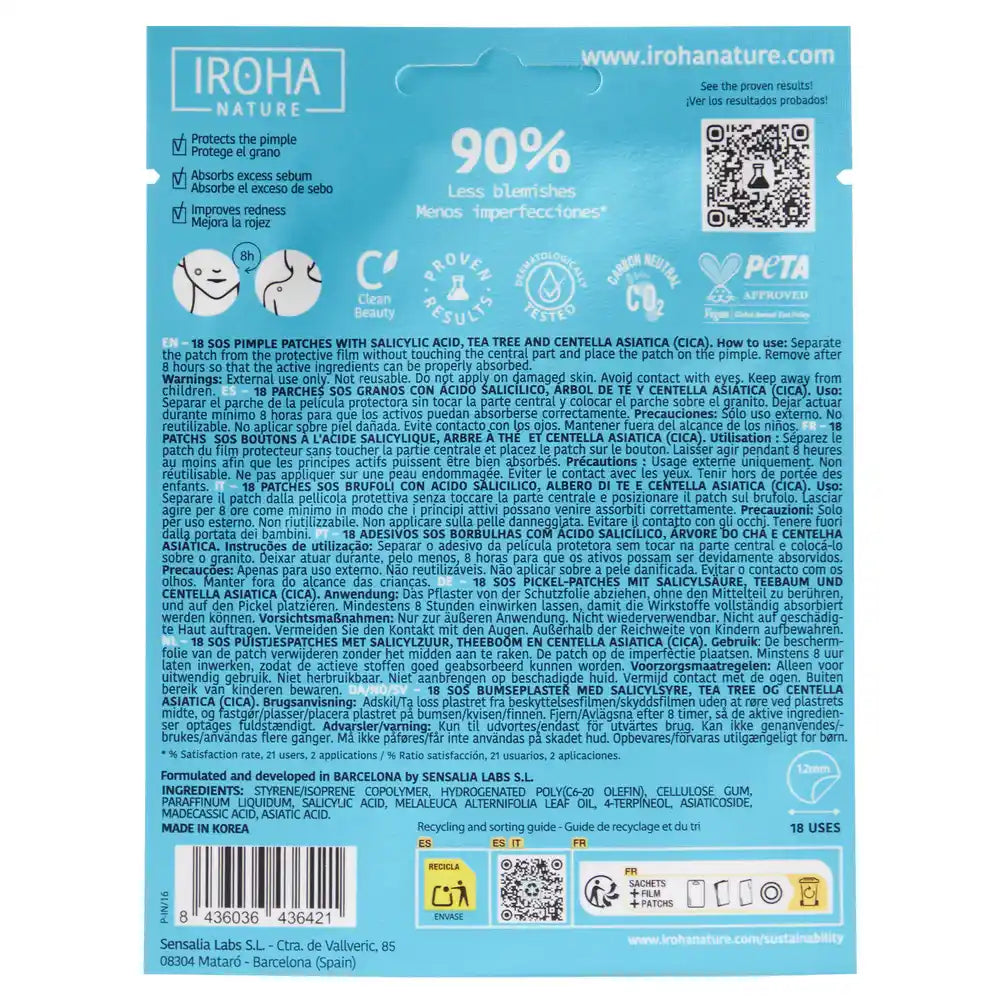 Iroha Nature Sos Pimples Patches - Salicylic Acid, 18 pcs.
