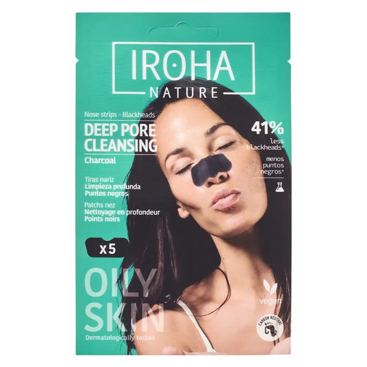 Iroha Nature Deep Cleansing Nose Strips Blackheads - Charcoal, 5 pcs.