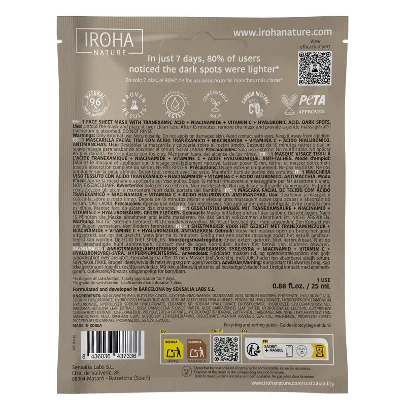 Iroha Nature Well Aging Tranexamic Acid Anti-Blemish Mask , 25 ml