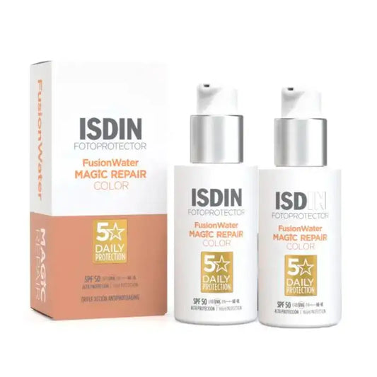 Isdin Fotoprotector Fusion Water Magic Repair Colour SPF 50, 2 x 50 ml Pack