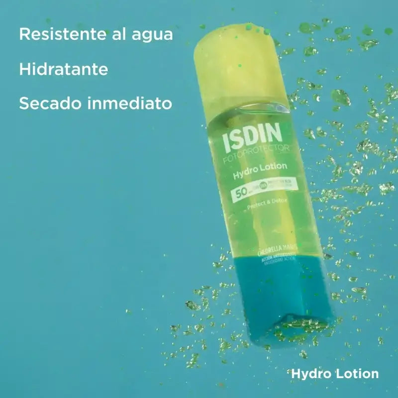 isdin hydrolotion spf 50 is water resistant. Moisturises and dries instantly
