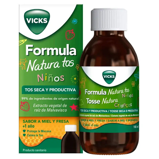 Vicks Formula Natura Cough Syrup Children's Honey Strawberry Flavour, 140 ml