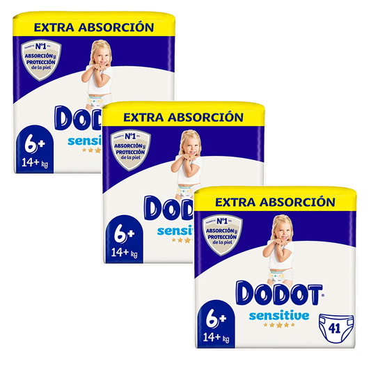 Dodot Sensitive Extra-Jumbo Pack Size 6, 3 x 41 pcs.