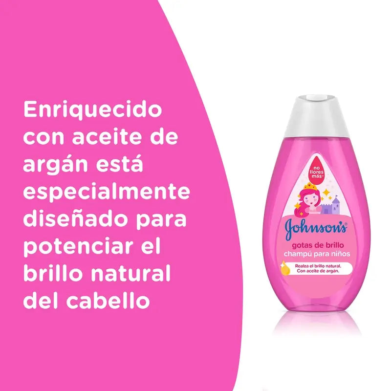 Johnson's Baby Shampoo Shine Drops for Children, with Argan Oil, Shiny, Smooth and Silky Hair, 500 ml