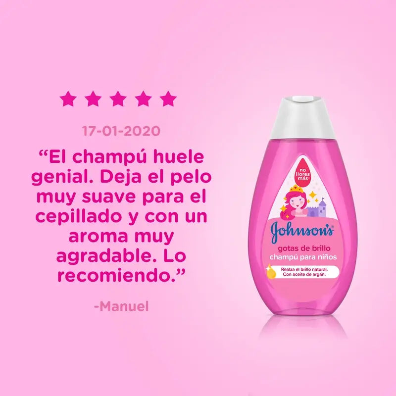 Johnson's Baby Shampoo Shine Drops for Children, with Argan Oil, Shiny, Smooth and Silky Hair, 500 ml