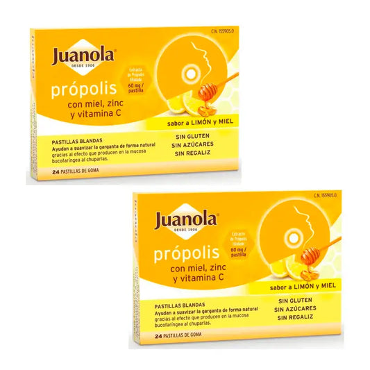 Juanola Propolis Honey Zinc Vitamin C Pack 2 x 24 Tablets