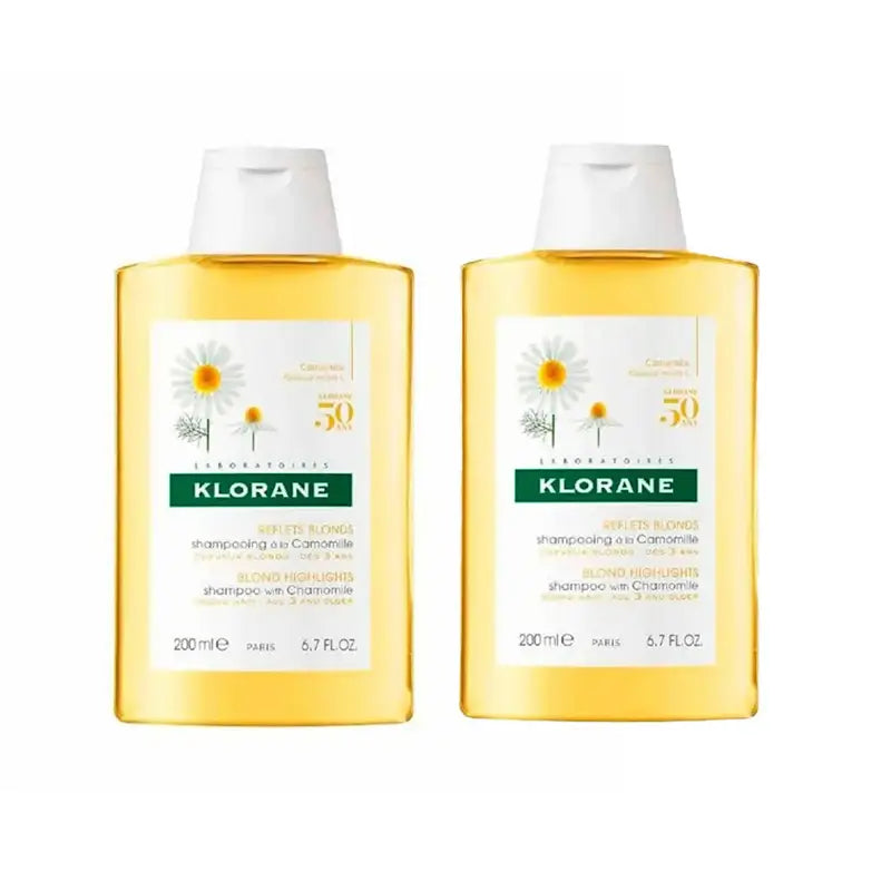 Klorane Camomile Shampoo Cleanses and Brightens, 2X200 Ml