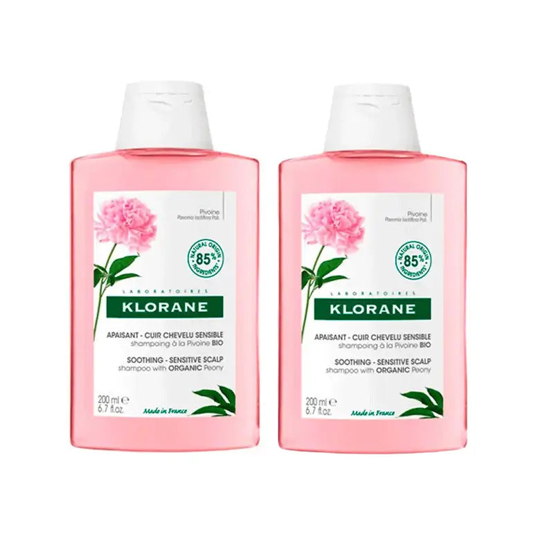 Klorane Peony Extract Soothing Shampoo, 2X200 Ml