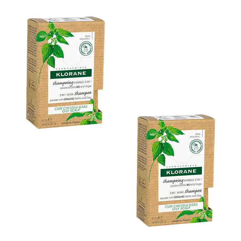 Klorane Organic Nettle & Clay Powder Shampoo Mask Envelopes, 2X8X3 Gr