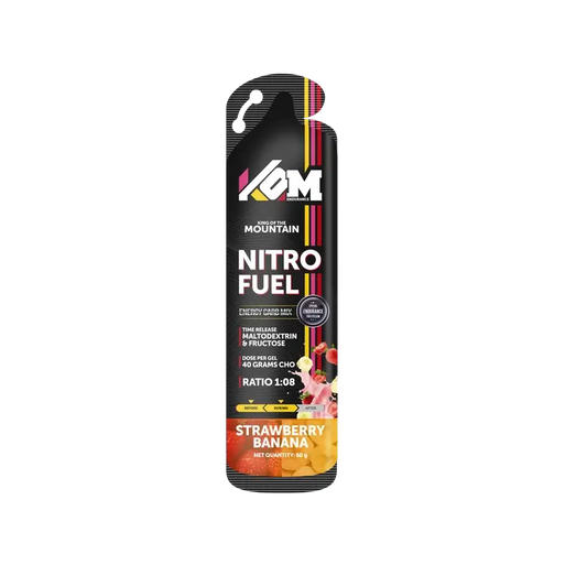 Kom Endurance Sports Nutrition Gels, box of 18 gels of 60g strawberry-banana flavour.