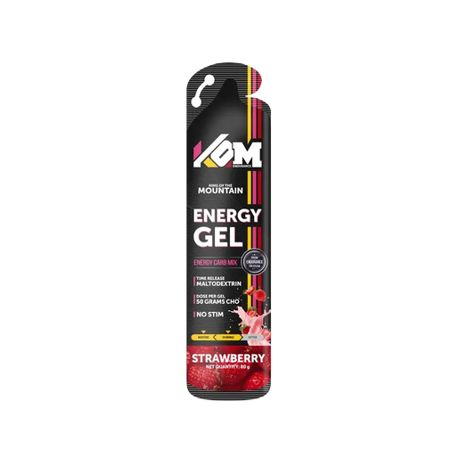Kom Endurance Sports Nutrition Gels, box of 18 gels of 80g, strawberry flavour.