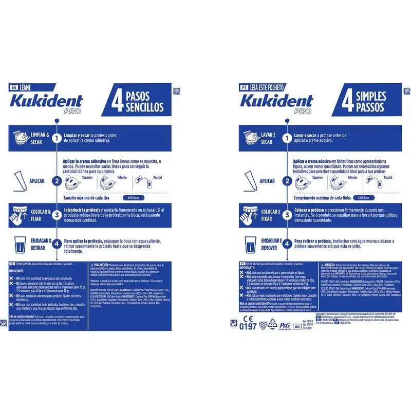 Kukident Quadruple Pro Complete Adhesive Cream For Dentures, Neutral 4 x 70 Gr