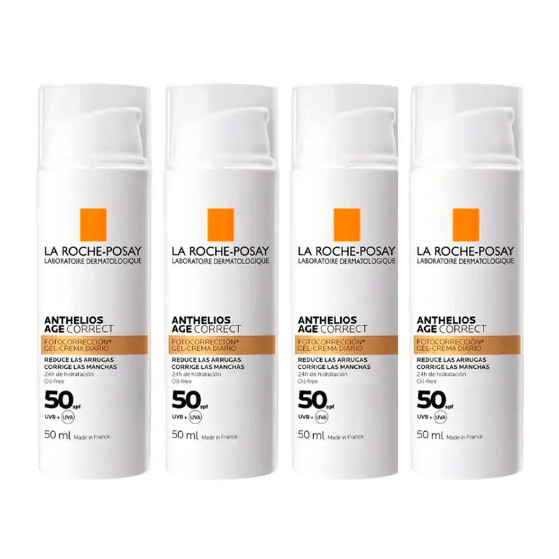 La Roche Posay Anthelios Age Correct SPF50 Gel-Cream, Pack 4 x 50 ml