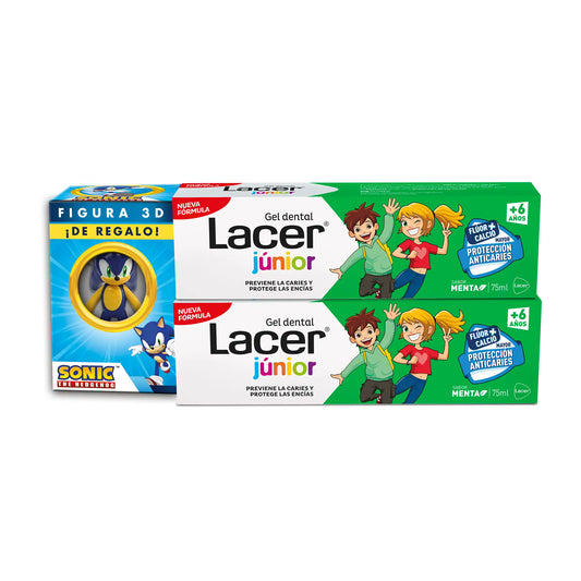 Lacer Duplo Junior Mint Gel 75 Ml + Sonic Figure Gift Set