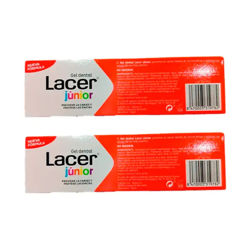 Lacer Junior Strawberry Dental Gel Pack 2 x 75 ml