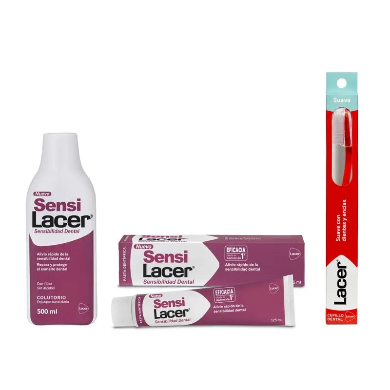 Lacer Sensilacer Sensitive Teeth Pack (Mouthwash + toothpaste + toothbrush)