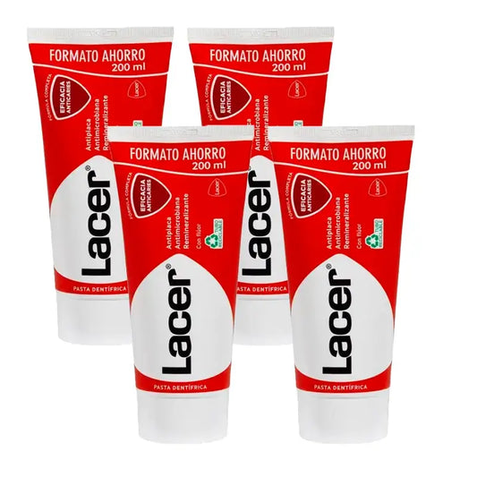Lacer Toothpaste, Pack 4 x 200 ml