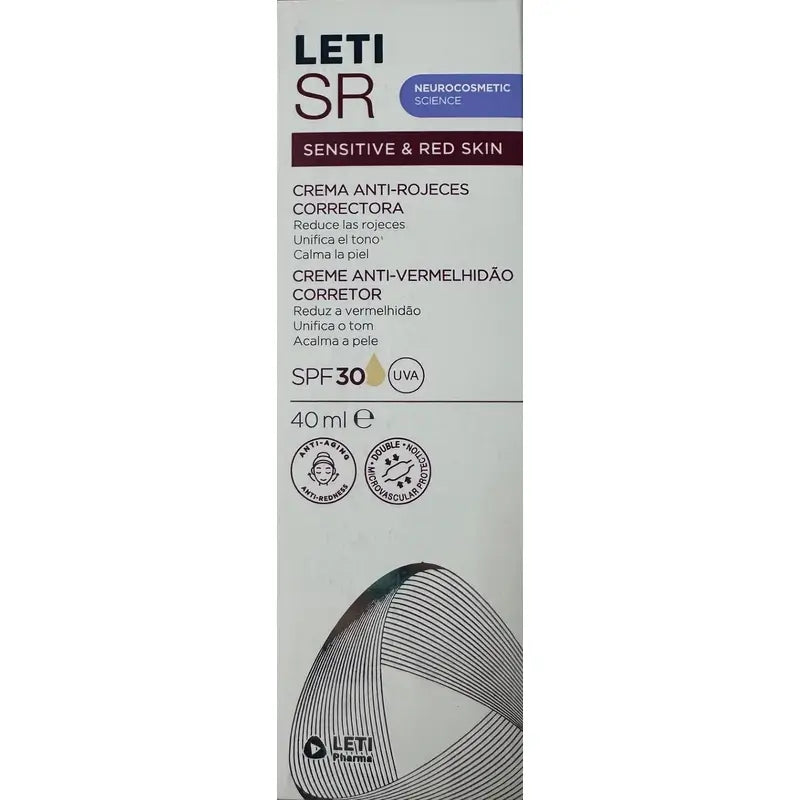 Leti Sr Antiredness Corrective Cream Spf30 With Colour , 40 ml