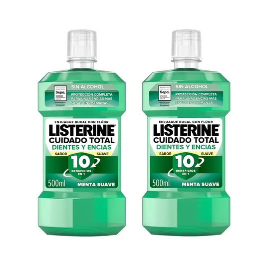 Listerine Duplo Mouthwash Tooth & Gum Protection Mild Mint Mouthwash Alcohol Free, 2 x 500 Ml
