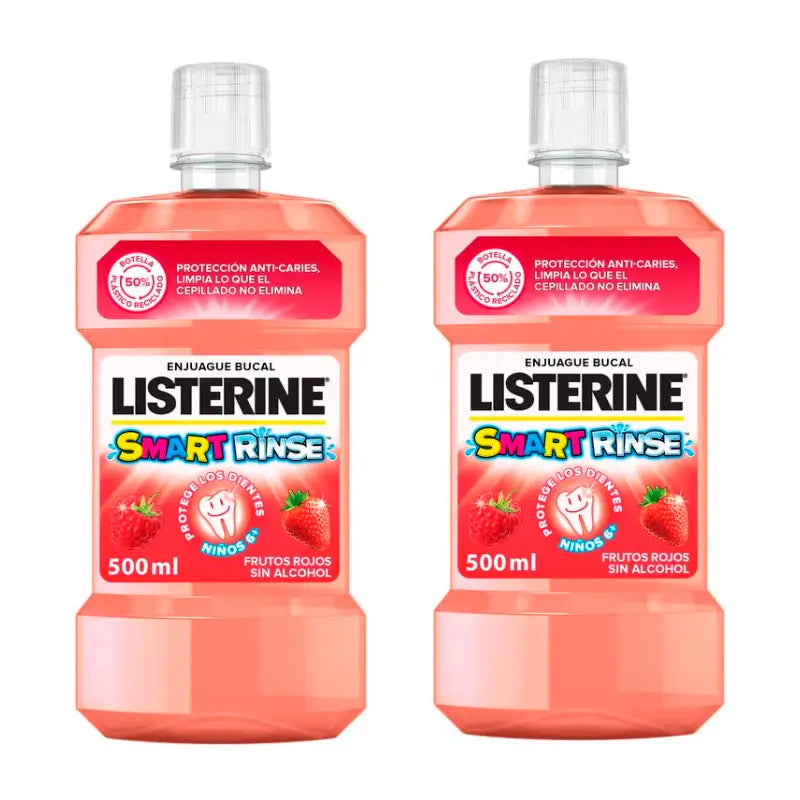 Listerine Duplo Alcohol-Free Mouthwash For Children, Caries Protection, With Fluoride, 2 x 500 Ml