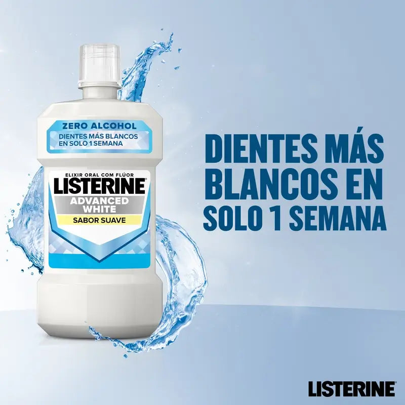 Listerine Mouthwash, Advanced Whitening, Alcohol Free, Mild Mint, 500ml